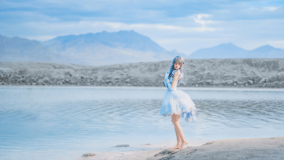 图片[3]-桜桃喵《小美人鱼》自拍揭秘，蓝色公主裙下的梦幻仙女-风格子