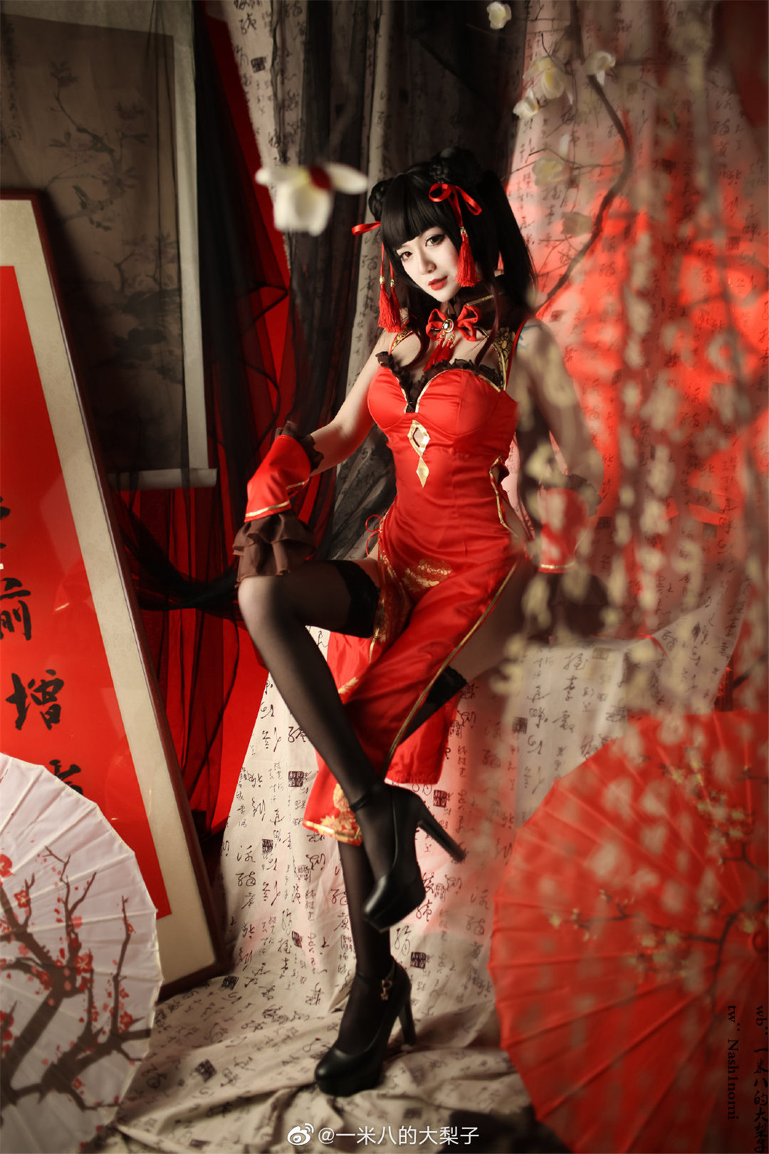 一米八大梨子的《时崎狂三新春旗袍》,红色旗袍新春特辑,风情万种的新年时尚革命-风格子
